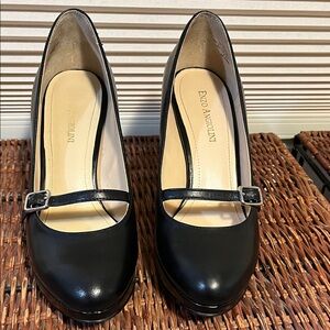 Enzo Angiolini Black Leather Heels with Strap